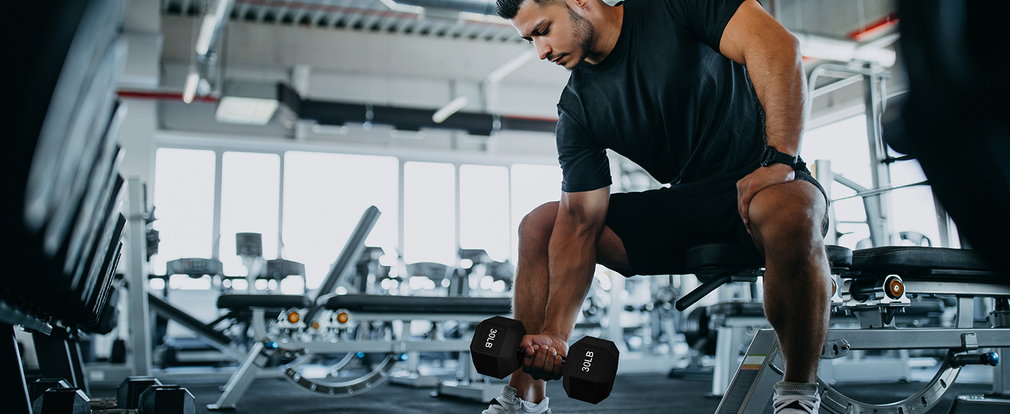 Fitvids Rubber Encased Exercise &amp;amp; Fitness Hex Dumbbell, Hand Weights with Handle, Multiple Sizes