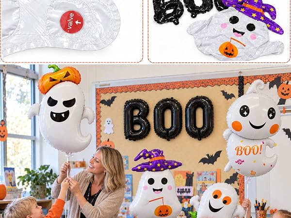 7 Pieces Halloween Ghost Pumpkin Boo Balloons Set