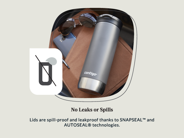 no leak spill work man woman gift coworker hot cold tea coffee snapseal autoseal clean gray black