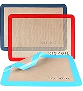KICKOIL Silicone Baking Mat Set of 3 Non-Stick Silicone Baking Sheet Liner Cookie Baking Mat Half...
