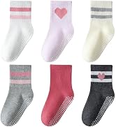 Wamvp Toddler Grip Socks with Non-Slip, Unisex Baby Retro Stripe Seamless Crew Ankle Cotton Socks...