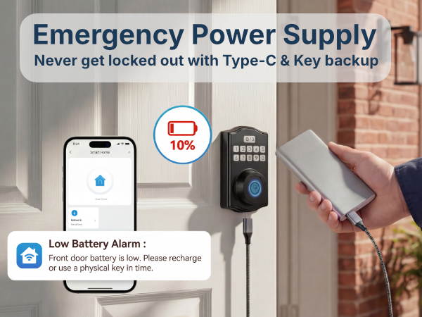 Dual alarm alerts on lock and app for important security events