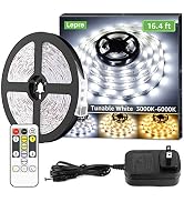 Lepro LED Strip Light, 3000K-6000K Tunable White, 16.4ft Dimmable Bright LED Tape Lights, 300 LED...