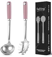 Safring Stainless Steel Soup Ladle and Spaghetti Spoon Set, Heat Resistant Rubber Handle, Dishwas...