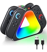 BRHE Charging Dock for Nintendo Switch 2 2025 Joy Con with 7 RGB Light Mode,4 in 1 Charging Dock ...