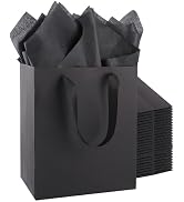 Addblu 10Pack Black Gift Bags with Handles, Medium Size 8x5x10 Inches - Includes 10 Tissue Papers...