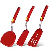 Hvanam Silicone Spatula Turner Heat Resistant 600°F 3 Piece Set Non Scratch Flexible Slotted and ...