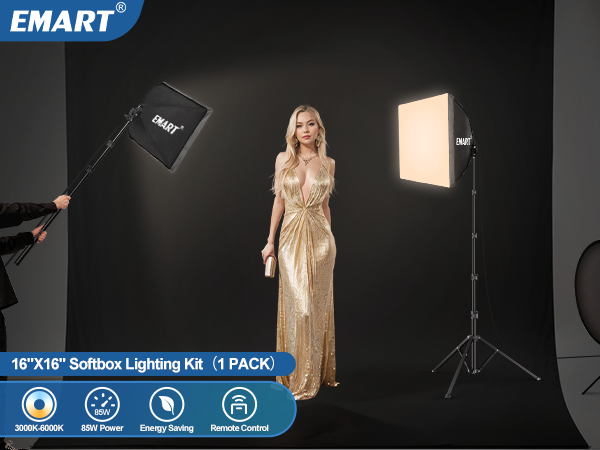 EMART Softbox Lighting Kit, Professional Softbox Photography Lighting Kit 1 phone