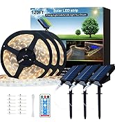 Meewata 120ft Total (3x40ft) - 3 Pack Solar Led Strip Lights Outdoor, 8 Mode with Remote Timer an...
