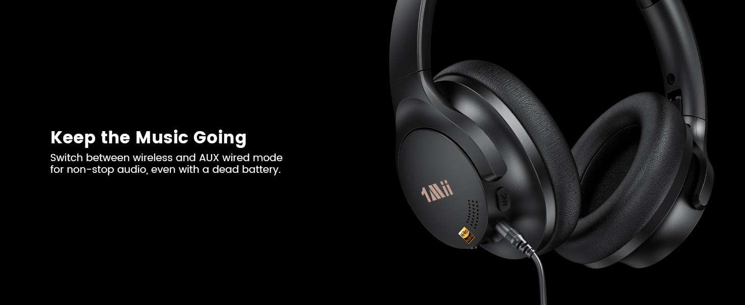 1Mii AI Y8 Active Noise Cancelling Headphones, Wireless Headphones Over Ear Bluetooth 6.0