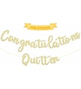 PreJoyStar Pre-Strung Retirement Banner Graduation Party Decorations - Congratulations Quitter Gl...
