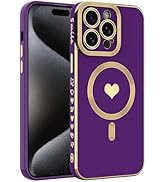 wahhle Magnetic Case for iPhone 14 Pro, Luxury Plating Cute Love Heart Phone Cover Compatible wit...