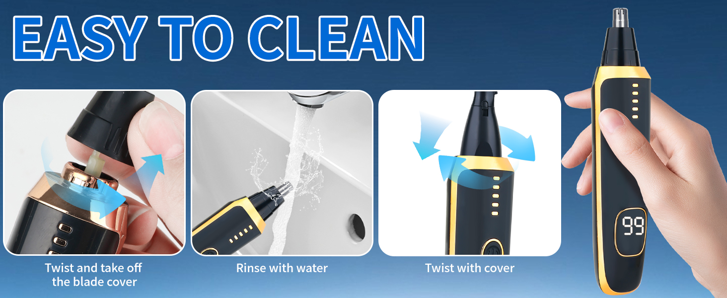 Mendaping 2025 Rechargeable Nose and Ear Hair Trimmer With LED Dispaly for Women Men