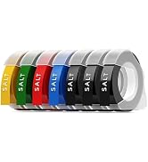 Zodzi Embossing Label Tape Compatible with Dymo Label Maker, 7-Pack 3/8 Inch x 9.8 Feet 3D Plasti...