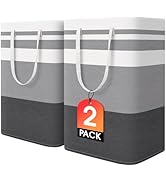 HomeHacks 2-Pack Large Laundry Basket, Waterproof, Freestanding Laundry Hamper, Collapsible Tall ...