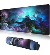 PPZCXWP Large Mouse Pads Blue Purple Nebulae Cosmic Outer Space Galaxy Non-Slip Rubber Base Gamin...