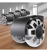 Office Chair Wheels Replacement 2 Inch Heavy Duty Rubber Chair Casters Universal Size Wheels for ...