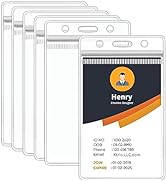6 Pack Badge Holder, Plastic ID Badge Holder, Clear Waterproof ID Card Holder with Resealable Zip...