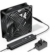upHere 120mm x 38mm AC Powered Axial Fan,Dual Ball,12V 5 Speed Controller with AC Plug,for Receiv...
