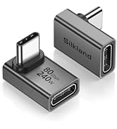 Silkland 80Gbps USB C 90 Degree Right Angle Adapter 2 Pack, [16K/Dual 8K, 240W] Male to Female Ex...