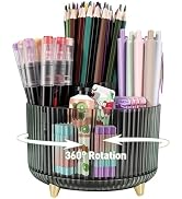 HUTUDD 360 Rotating Pen Pencil Holder for Desk, Pen Organizer with 5 Slots, Makeup Brush Holder, ...
