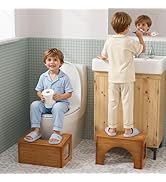 AmazerBath Toddler Toilet Step Stool, 3-in-1 Bamboo Toilet Squat Stool for Adults, 0.59" Thicknes...