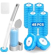 Disposable Toilet Brush with 48 Refills, Toilet Cleaning Supplies, Toilet Wand Brush Starter Kit,...