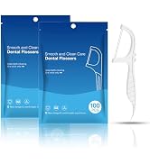 BAIDENTAL Dual-Line Dental Floss Picks - White Flossers 200 Count,End with Toothpick - Mint Flavo...