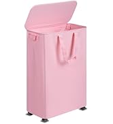 Vincona Slim Laundry Basket with Lid, 75L Small Laundry Basket with Handles, Tall Dirty Clothes H...