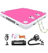 VEBESYET Inflatable Floating Dock Swim Platform, 6 Inch/8 Inch Thick Multi-Person Water Swim Dock...