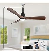 Depuley 42 Inch Ceiling Fans with Light: Walnut Outdoor Ceiling Fans with Remote APP Control - LE...