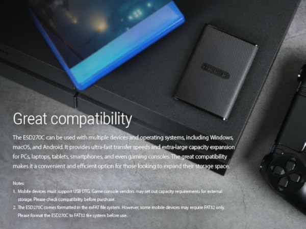 External SSD, ESD270C, USB 3.1 Gen 2, Type C