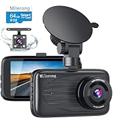 Dash Cam Front and Rear with 64GB Card, Milerong 1080P FHD Dashcam Front and Rear Camera, 3" IPS ...