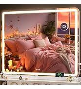 Hasipu Vanity Mirror with Lights, 40" x 30" LED Makeup Mirror, Lighted Makeup Mirror with Dimmabl...