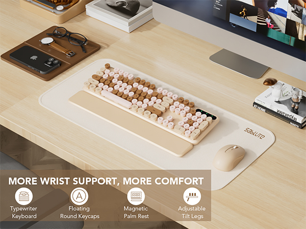 Latte typewriter wireless keyboard mouse combo student apartment cafe office back to school college