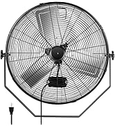 Simple Deluxe 24 Inch Industrial Wall Mount Fan, 3 Speed Commercial Ventilation Metal Fan for War...