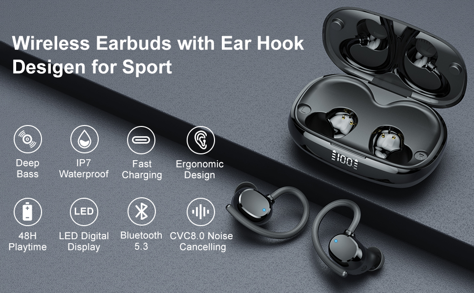 Q61 Wireless Earbuds with Ear Hook