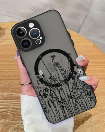 Case for iPhone Case Black Wildflower Case 