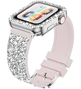 iiteeology Glitter Bands Compatible with Apple Watch Band 45/44/42mm 41/40/38mm with Rhinestone C...