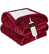 Qieryun Heated Blanket Electric Twin, Soft Flannel Heating Blanket with 8 Hours Auto Off 10 Fast ...