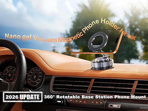 vacuum magnetic phone mount for car