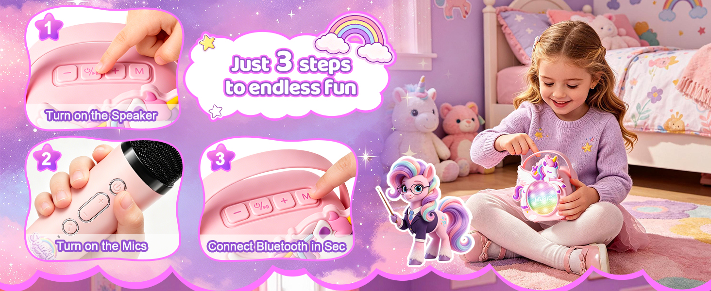 kids karaoke machine for kids microphone mini unicorn gifts for girls 4-6 gifts for 4 year old girl