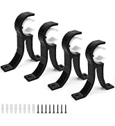 TOKPLNU 4 Pack Curtain Rod Bracket, 1 Inch Heavy Duty Rod Holders for Wall, Black Metal Curtain R...