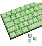 JSJT Green Keycaps,PBT Side Printed Translucent Keycap 74 Keys,Cherry Profile Keycap Set,for Cher...