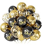 Graduation Balloons, Congrats Grad Balloons 12 Inch Black and Gold Balloon Class of 2026 Gold Con...