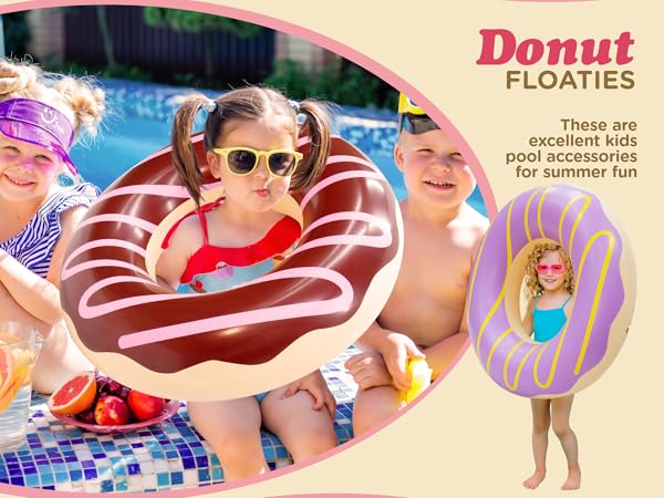 Children's Swim Rings4 Pack Donut Pool Floats for Kids &amp; Adults