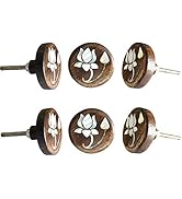 Perilla Home Set of 6 Wooden Knobs for Cabinets &amp; Drawers Decorative Lotus Flower Knobs for Home ...