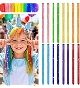 Z-CHARMMY 16 PCS Rainbow Tinsel Hair Extensions for Kids, Clip in Colorful Hair Tinsel Kits for S...