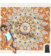 Hiwoss Beach Blanket Waterproof Sandproof Oversized 95”x 80”,Sand Free Beach Mat with Corner Pock...