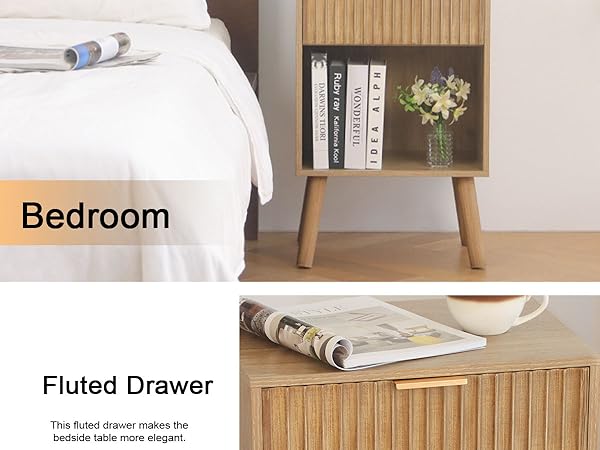 nightstand with open shelf